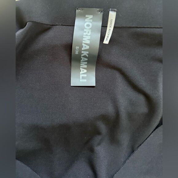 NEW Norma Kamali Tara Black Long Sleeve Dress Deep V Ruched Midi Dress - Picture 10 of 10